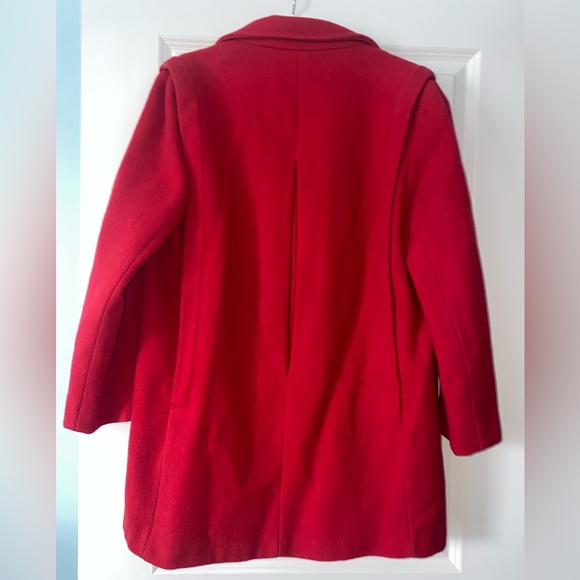 🍓6/$15🍓 Vintage Herman Kay Red Wool Blend Pea Coat - Picture 4 of 8